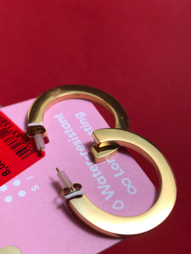 🩷گوشواره برند SIX استیل ابکاری طلا|گوشواره استیل|گوشواره نیم حلقه فلت |گوشواره ابکاری طلا