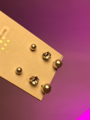 گوشواره پک|پک گوشواره کریستالی|گوشواره مرواریدی|پک۳ تایی اکسسوری