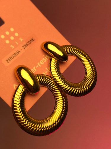 گوشواره طلایی ابکاری طلا استیل|اکسسوری وارداتی|گوشواره زنانه|گوشواره خاص|گوشواره پینترستی |گوشواره مجلسی