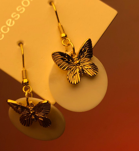 گوشواره پرواز آویز،گوشواره پروانه طلایی😍،گوشواره پینترستی ترند،گوشواره کیوت،کادو تولد،گوشواره سفید طلایی،