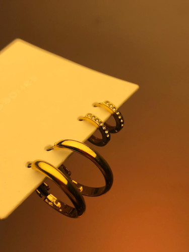 گوشواره پک|پک گوشواره طلایی |گوشواره حلقه ای|پک ۲ تایی اکسسوری |گوشواره حلقه طلایی|