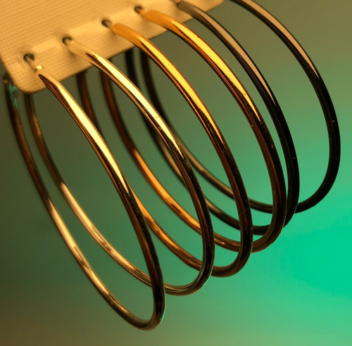 پک گوشواره حلقه ای 🎀گوشواره حلقه ای مشکی رزگلد نقره ایی |پک گوشواره ۳تایی|گوشواره حلقه ای بزرگ